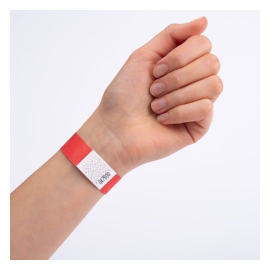 100 Bracelets en papier Tyvek® rouge TYVRD-10