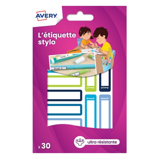 30 étiquettes stylos autocollantes bleu / vert RESMI30G