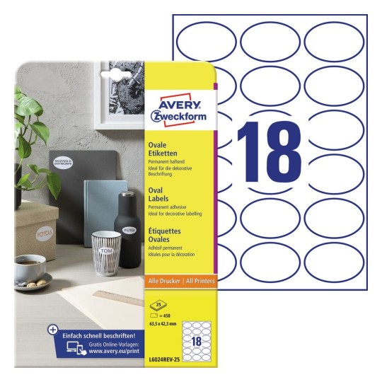 Etiquettes produit L6024REV-25 Contenu: 450 Etiquettes / 25 Feuilles
