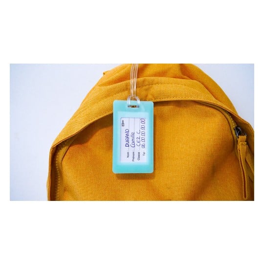 Lot de 2 étiquettes pour cartables, sac à dos et bagages, résistantes à l'eau BAGTAG