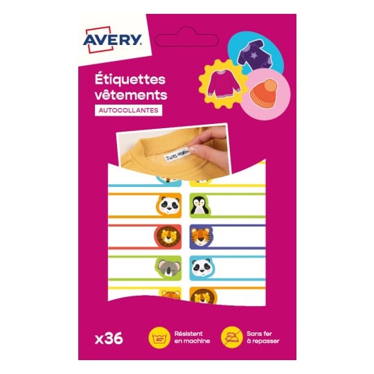36 étiquettes vêtements autocollantes motifs animaux ETVET36A