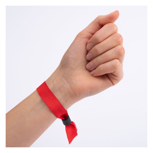 100 bracelets en tissu rouge avec bague de serrage en plastique inviolable FABRD-100
