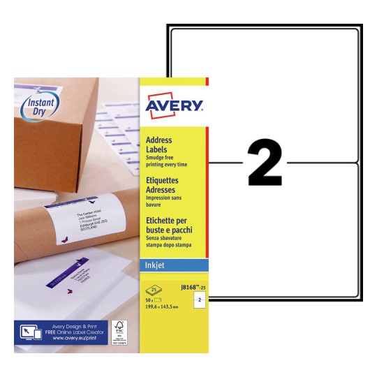Etiquettes d'expédition J8168-25 Contenu: 50 Etiquettes / 25 Feuilles