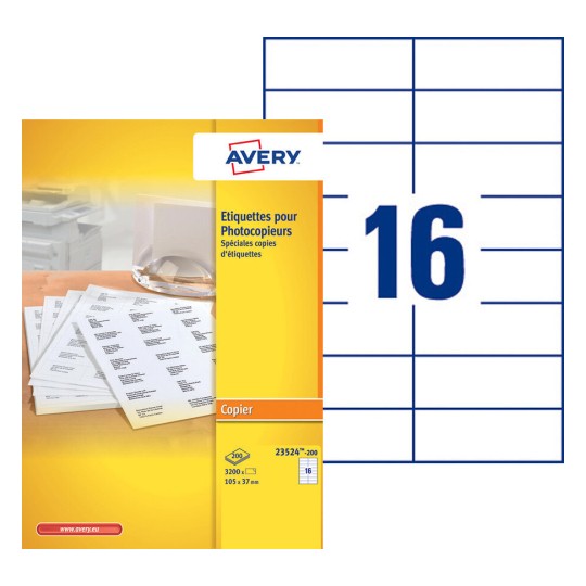 Etiquettes copieurs 23524-200 Contenu: 3.200 Etiquettes / 200 Feuilles