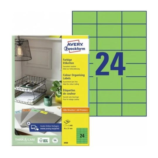 Etiquettes couleur 3450 Contenu: 2.400 Etiquettes / 100 Feuilles
