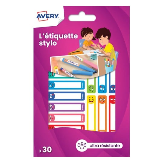 30 étiquettes stylos autocollantes motifs smileys RESMI30S