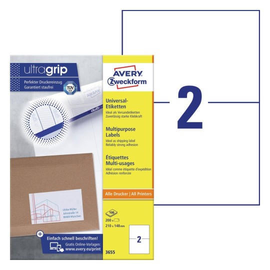 Etiquettes multi-usages 3655 Contenu: 200 Etiquettes / 100 Feuilles