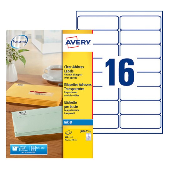Etiquette adresse J8562-25 Contenu: 400 Etiquettes / 25 Feuilles