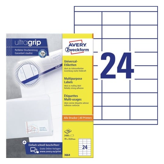 Etiquettes multi-usages 3664 Contenu: 2.400 Etiquettes / 100 Feuilles