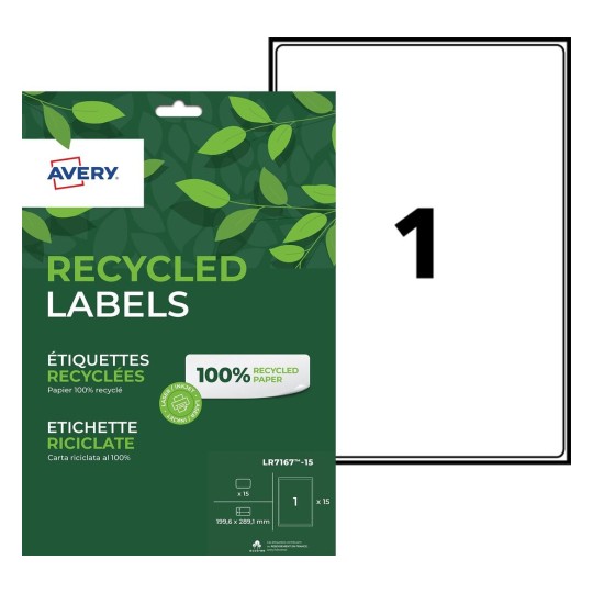 Etiquettes 100% recyclées LR7167-15 Contenu: 15 Etiquettes / 15 Feuille