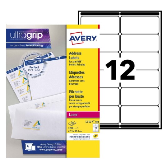 Etiquette adresse L7177-100 Contenu: 1.200 Etiquettes / 100 Feuilles