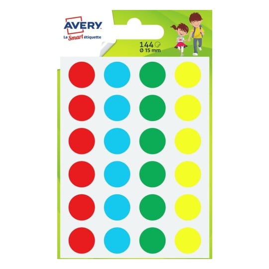 144 gommettes multicolores 15mm PASMX15