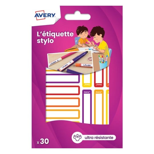 30 étiquettes stylos autocollantes jaune / orange RESMI30M