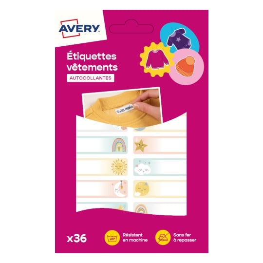 36 étiquettes vêtements autocollantes motifs ciel ETVET36C