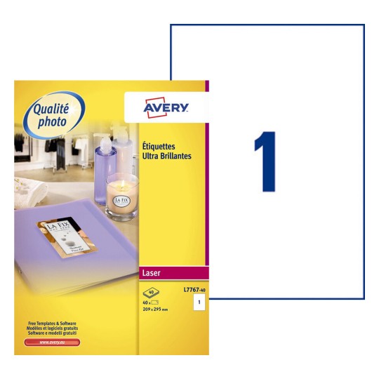 Etiquettes brillantes L7767-40 Contenu: 40 Etiquettes / 40 Feuilles