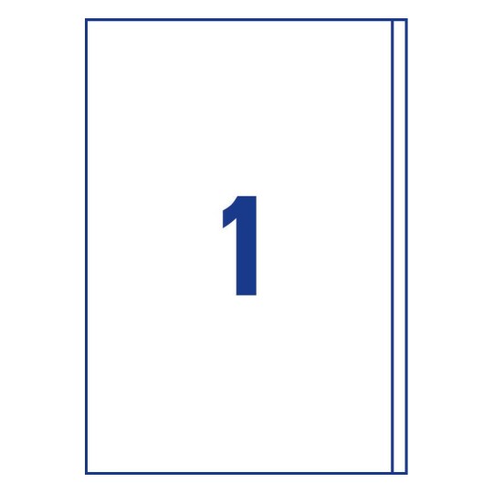 Gabarit de feuille A4 de 1 étiquette autocollante rectangle