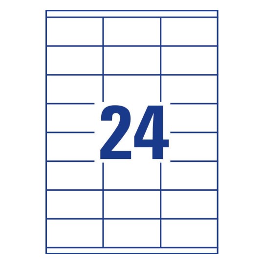 Gabarit de feuille A4 de 24 étiquettes autocollantes rectangles