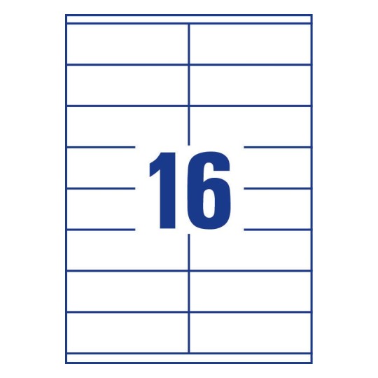 Gabarit de feuille A4 de 16 étiquettes autocollantes rectangles