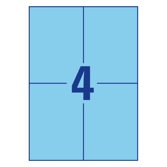 4 Etiquettes couleur bleues format A6