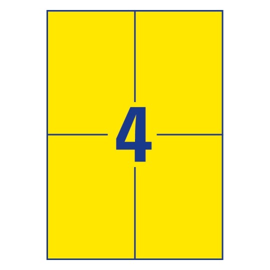 4 Etiquettes couleur jaunes format A6