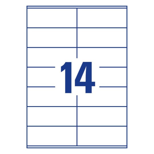 Gabarit de feuille A4 de 14 étiquettes autocollantes rectangles