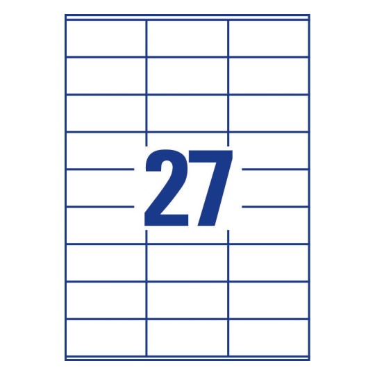 Gabarit de feuille A4 de 27 étiquettes autocollantes rectangles