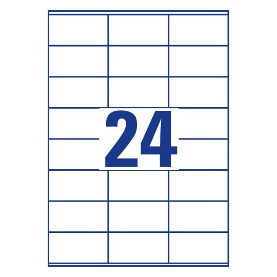 Gabarit de feuille A4 de 24 étiquettes autocollantes rectangles
