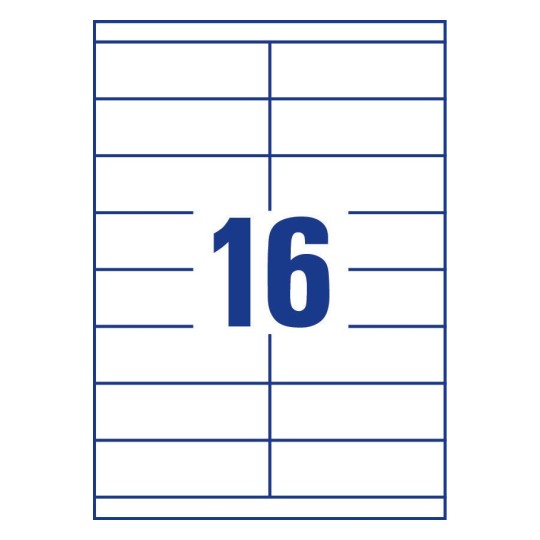 Gabarit de feuille A4 de 16 étiquettes autocollantes rectangles