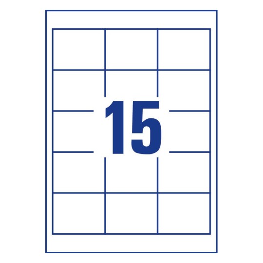 Gabarit de feuille A4 de 15 étiquettes autocollantes rectangles