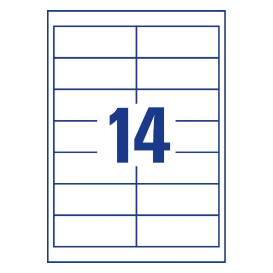 Gabarit de feuille A4 de 14 étiquettes autocollantes rectangles