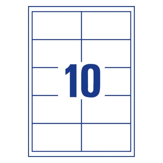 Gabarit de feuille A4 de 10 étiquettes autocollantes rectangles