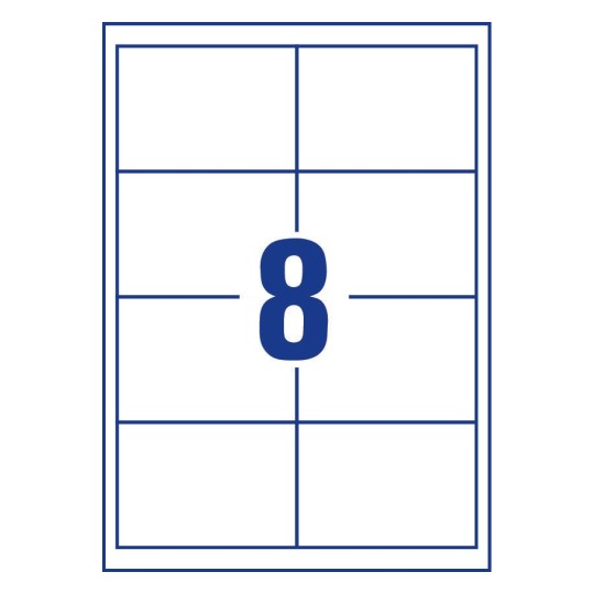 Gabarit de feuille A4 de 8 étiquettes autocollantes rectangles