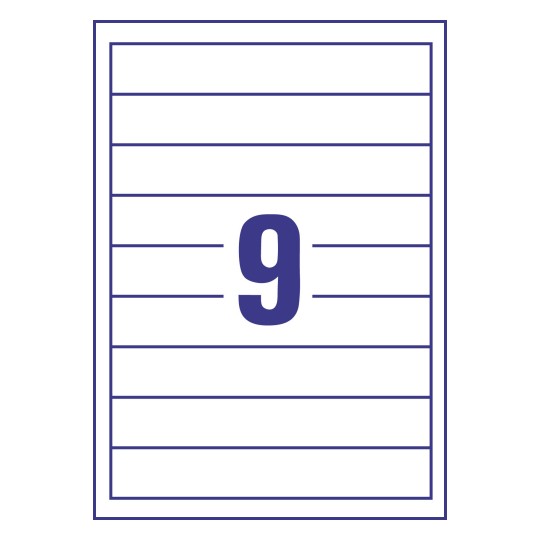 Gabarit de feuille A4 de 9 étiquettes autocollantes rectangles