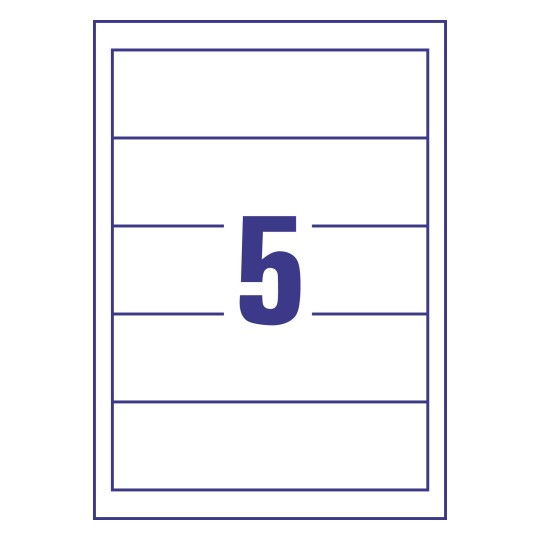 Gabarit de feuille A4 de 5 étiquettes autocollantes rectangles