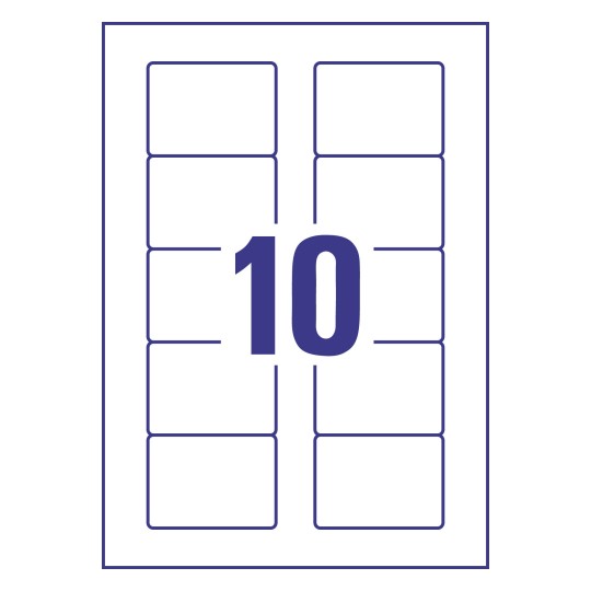 Gabarit de feuille A4 de 10 étiquettes autocollantes rectangles