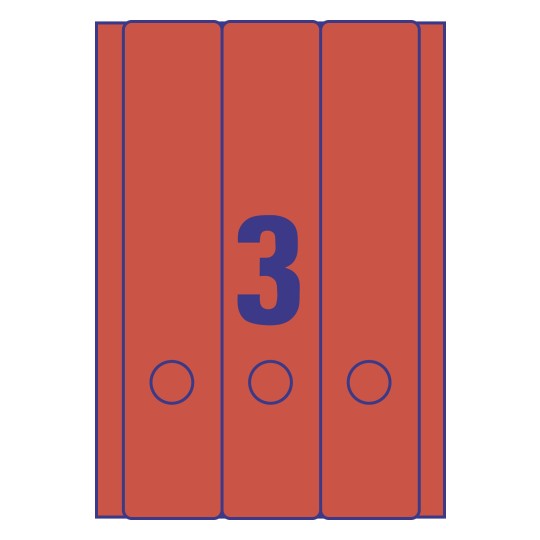 Gabarit de feuille A4 rouge de 3 étiquettes autocollantes rectangles