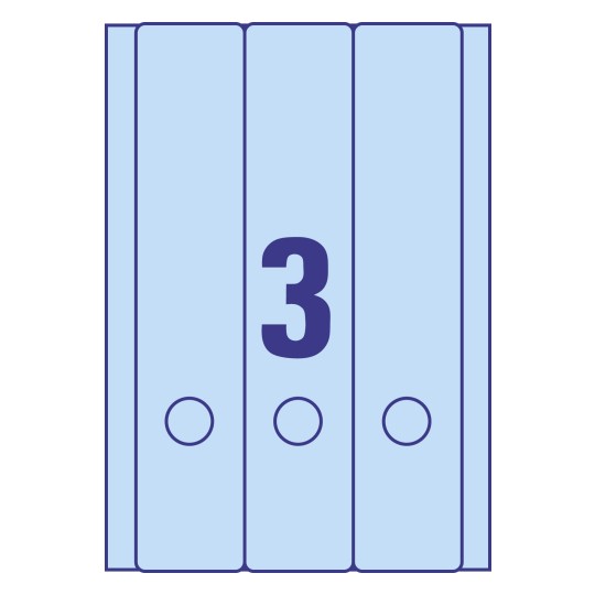 Gabarit de feuille A4 bleue de 3 étiquettes autocollantes rectangles