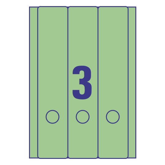 Gabarit de feuille A4 verte de 3 étiquettes autocollantes rectangles