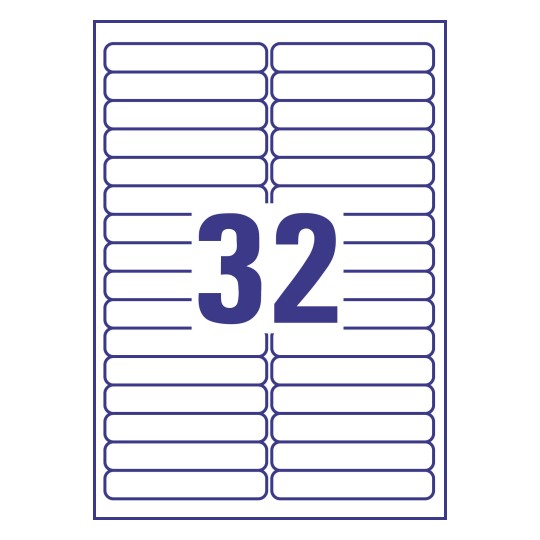 Gabarit de feuille A4 de 32 étiquettes autocollantes rectangles