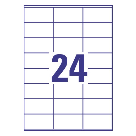 Gabarit de feuille A4 de 24 étiquettes autocollantes rectangles