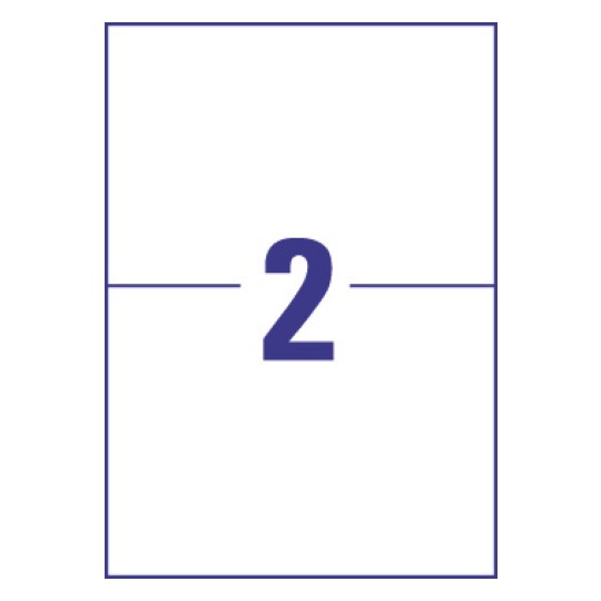 Gabarit de feuille A4 de 2 étiquettes autocollantes rectangles