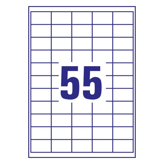 Gabarit de feuille A4 de 55 étiquettes autocollantes rectangles