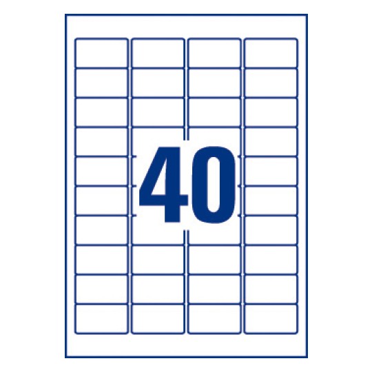 40 Etiquette mini
25,4 x 45,7 mm, Blanc, Jet d'encre