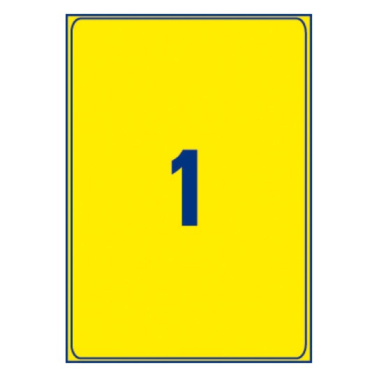 Etiquette enlevable couleur
199,6 x 289,1 mm, Jaune