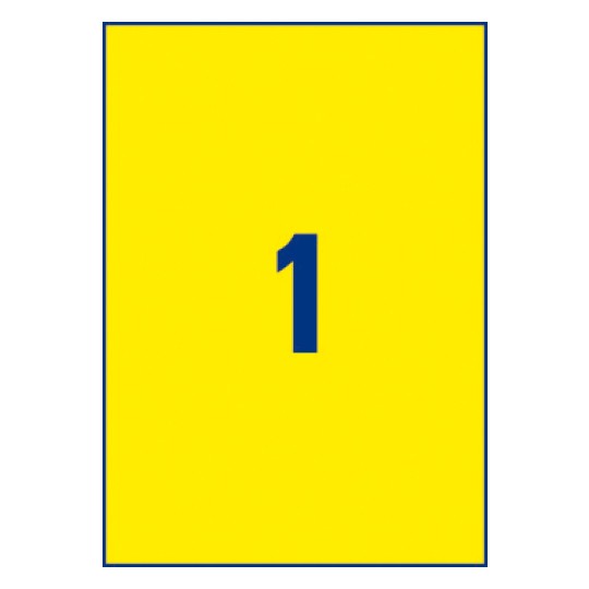 Etiquette ultra-résistante
210 x 297 mm, Polyester, Laser, Adhésif permanent, Jaune