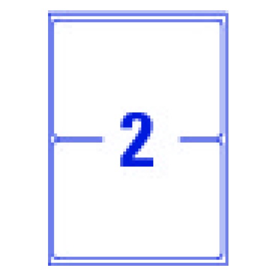 Gabarit de feuille A4 de 2 étiquettes autocollantes rectangles