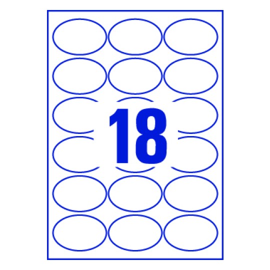 18 Etiquette produit enlevables ovales
63,5 x 42,3 mm, Blanc
