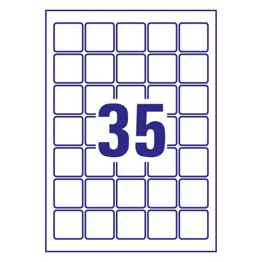 Gabarit de feuille A4 de 35 étiquettes autocollantes rectangles