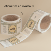 Rouleaux d'étiquettes personnalisées en papier texturé