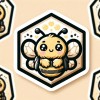 Sticker personnalisé abeille en forme d'hexagone